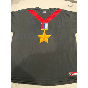 W Athenthic Rushed Crush Medal Star Black Tshirt Size 2XL